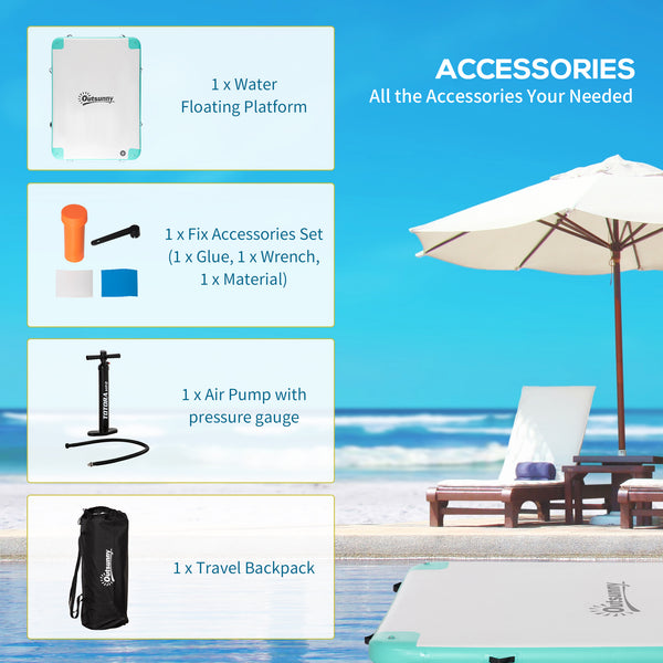 Floating dock with air pump and backpack