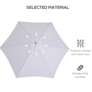 9' x 8' H Patio Umbrella, Hardwood Frame, Outdoor Beach Umbrella, White