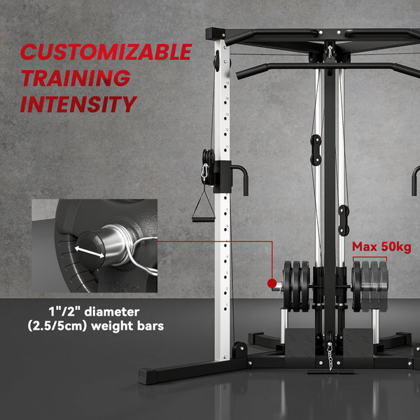 Multifunctional strength training equipment with pull-up bar, 15-position training station