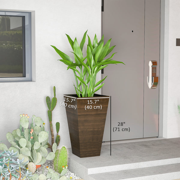 Set of 3 tall planters, brown