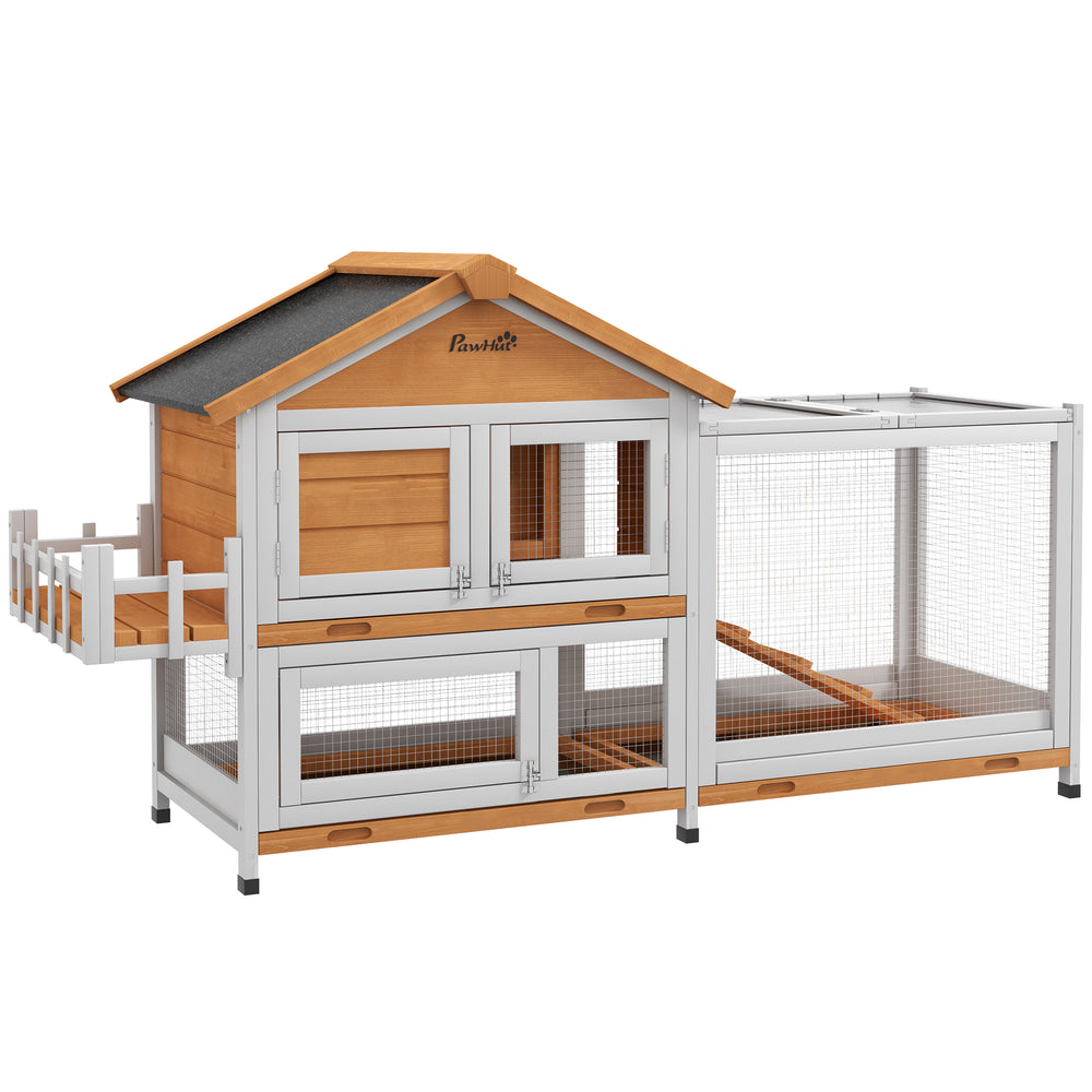 65" Wooden Hutch with Lift-Up Roof and Storage Box