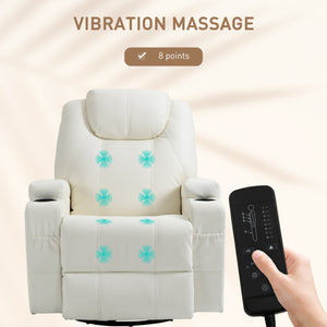 Massage chair with 8 vibration points, cream white