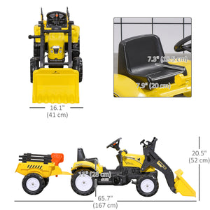 Front-mounted pedal excavator with adjustable bucket, yellow