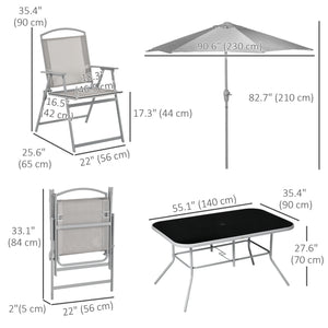 8-piece patio set with parasol, grey