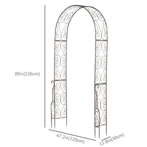 Metal garden arch with pergola for decorative climbing plants