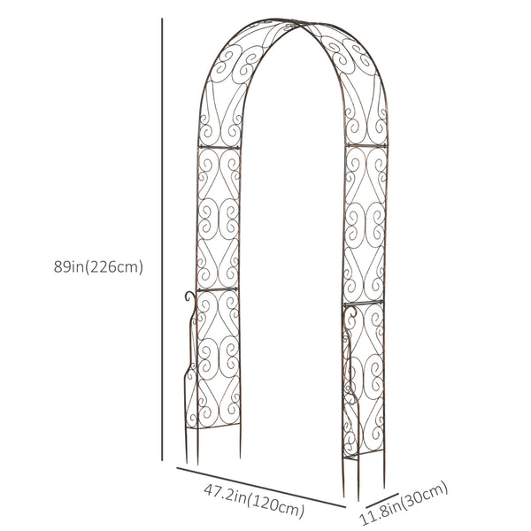 Metal garden arch with pergola for decorative climbing plants