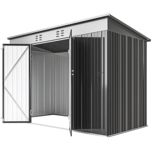 Galvanized steel garden shed with lockable doors