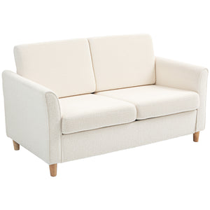 2 seater sofa with armrests and wooden legs, cream white