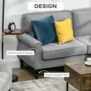 Elegant mid-back 2-seater sofa with rubberwood legs, grey.