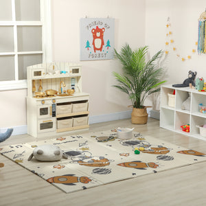 Reversible and waterproof play mat, foldable, astronaut and planet pattern