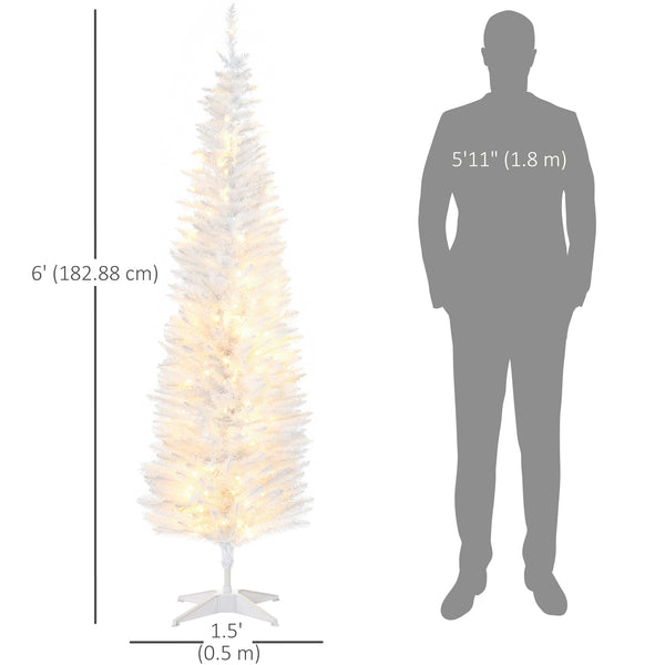 6ft White Artificial Christmas Tree with Warm White LED Lights