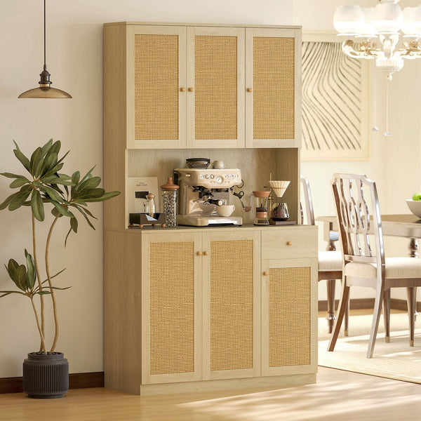 Bohemian style kitchen sideboard with microwave worktop