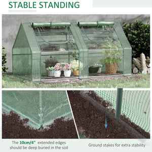 Portable mini greenhouse with 2 PE/plastic tarpaulins