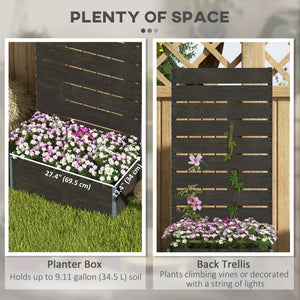 Raised planter with trellis for climbing plants, black