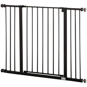 Pressure-mounted pet safety gate, black