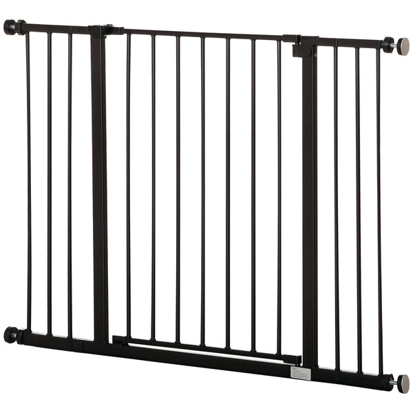 Pressure-mounted pet safety gate, black