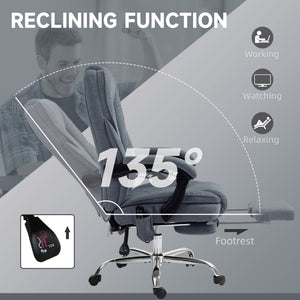 Massaging office chair with adjustable height and footrest, dark grey