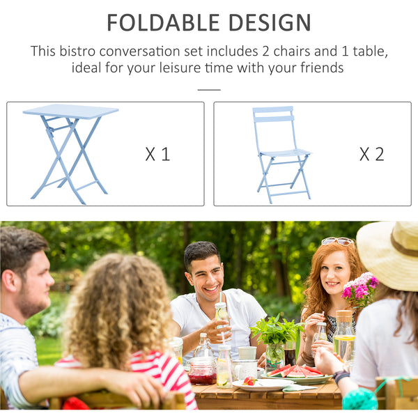 3-piece garden bistro set, blue