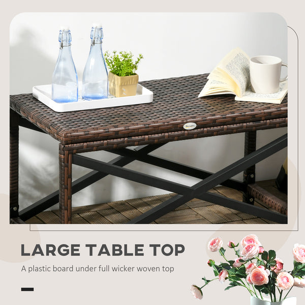 Brown resin wicker patio side table