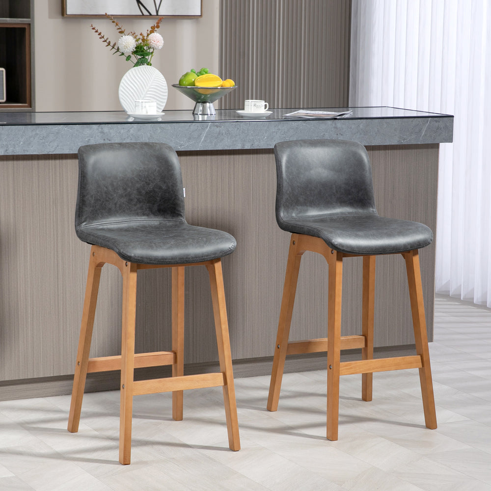 Set of 2 modern bar stools, grey