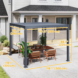 10' x 10' Louvered Pergola with Adjustable Metal Roof and Hardtop Aluminum Frame with Drainage System