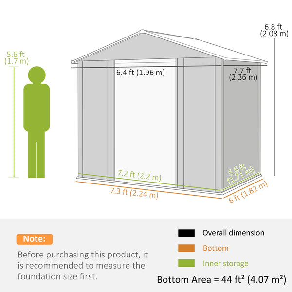 Outdoor metal garden shed with lock and ventilation, dark brown