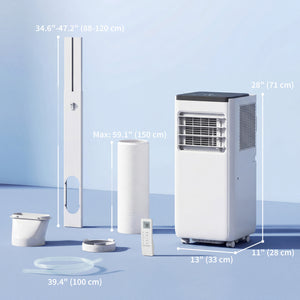4-in-1 8000 BTU Portable Air Conditioner with Cooling, Dehumidification, Fan, Sleep Mode, Wi-Fi Voice Remote Control, White