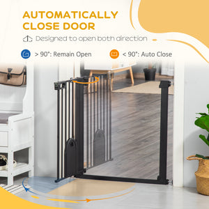 Extra-wide safety gate with small door, black