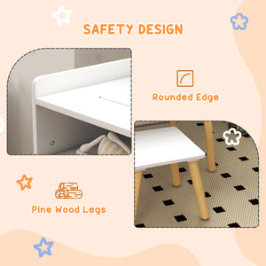 3-in-1 table and chair set for playing, drawing, reading, blue