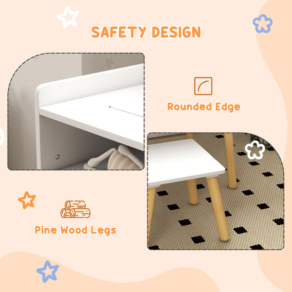 3-in-1 table and chair set for playing, drawing, reading, blue