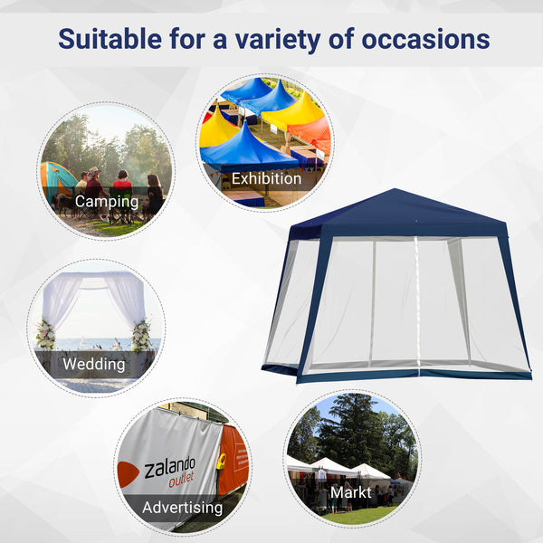 10 x 10 party tent with mosquito net, blue