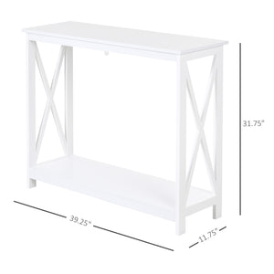 2-Tier Narrow Entryway Console Table with Storage Shelf, White