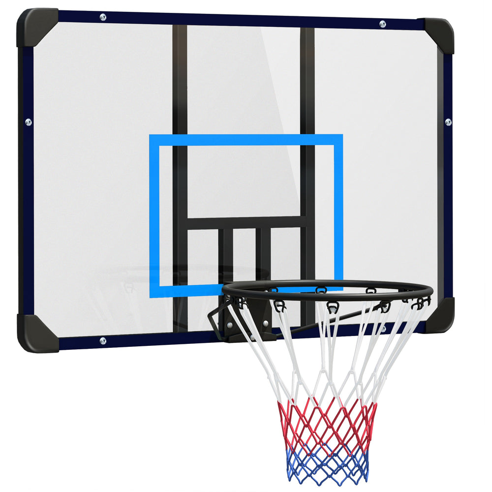 Wall-mounted basketball hoop with shatterproof backboard