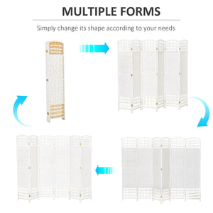 6-Panel Folding and Self-Supporting Corrugated Fiber Room Divider, White
