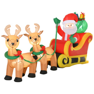 8ft Santa Claus with Sleigh and Reindeer Christmas Inflatables