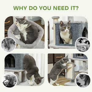 104 cm cat tree with scratching posts, basket, niche, grooming brush