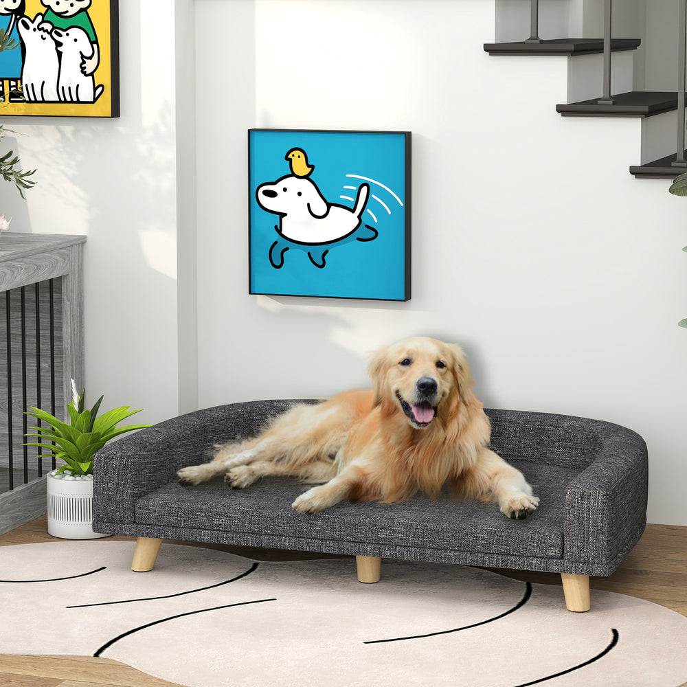 Sofa for large dogs with washable cover and non-slip pads, dark gray