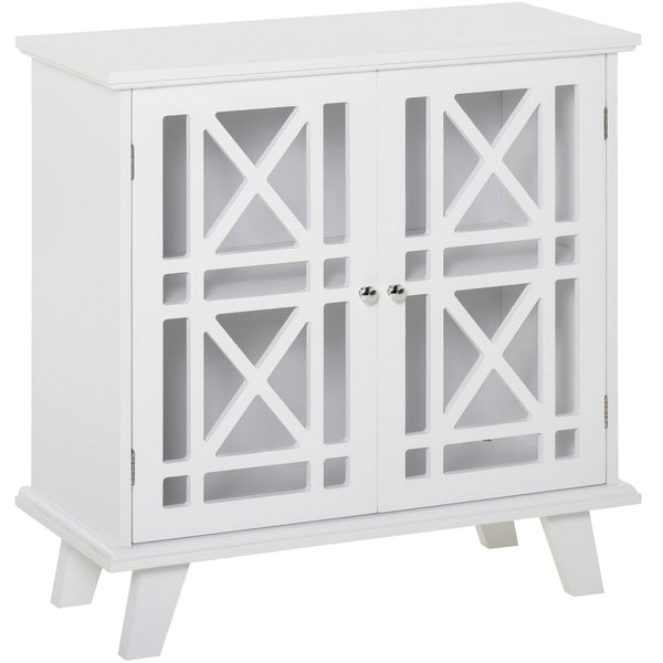 Sideboard with pierced doors and shelf, white