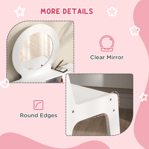 White dressing table with mirror, stool and storage drawers