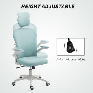Mesh Office Chair with Adjustable Headrest, 4D Lumbar Support, Flip-up Armrests, Light Green