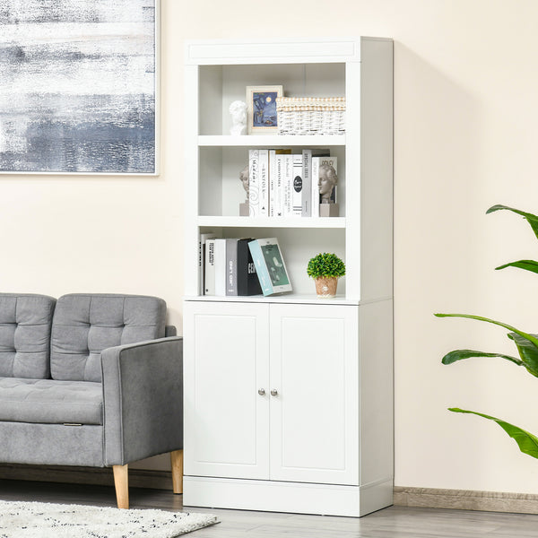 Kitchen sideboard with 6-tier shelves, white, wood look