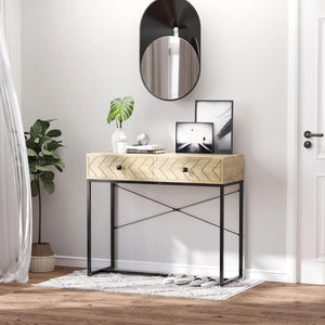 Console table with 2 storage drawers and metal frame