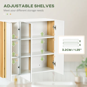 Wall-mounted medicine cabinet with mirror, 3 doors, and shelves