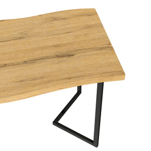 55" dining table with thick top, oak effect and black