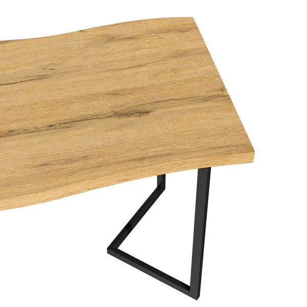 55" dining table with thick top, oak effect and black