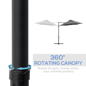 8.5-foot cantilever parasol with 360° rotation and cross base, dark grey