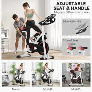 Adjustable Upright Exercise Bike with LCD Display, Adjustable Resistance, White