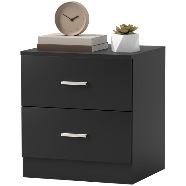 Modern black bedside table with 2 drawers
