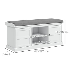 Entrance bench with 2 cabinets, white