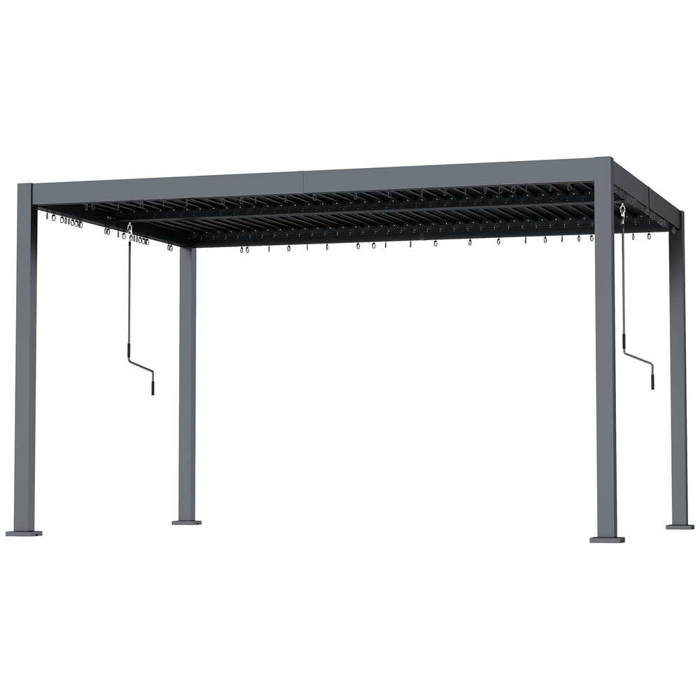 10' x 12' Louvered Pergola with Adjustable Metal Roof and Aluminum Frame, Outdoor Hardtop Gazebo with Drainage System